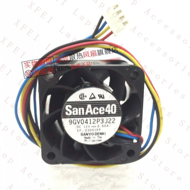 D  1PC for Sanyo 9GV0412P3J22 Cooling Fan DC12V 0.60A 4 cm 4028 4-wire