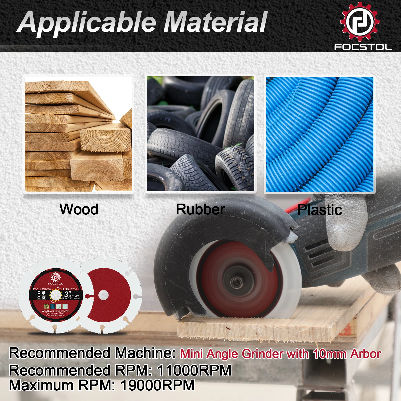 FOCSTOL Holzschneidscheibe Mini-Sägeblatt 5/10 Stück Durchmesser 75mm 3 Zoll zum Schneiden von Holz, Gummi, Kunststoff Mini-Holzsäge-Schneidscheibe – Detail 3