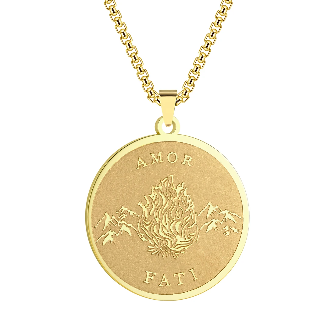 Todorova Handmade Simple Stainless Steel Amor Fati Stoic Pendant Necklace For Men Memento Mori Choker Birthday Jewelry Gift view 5