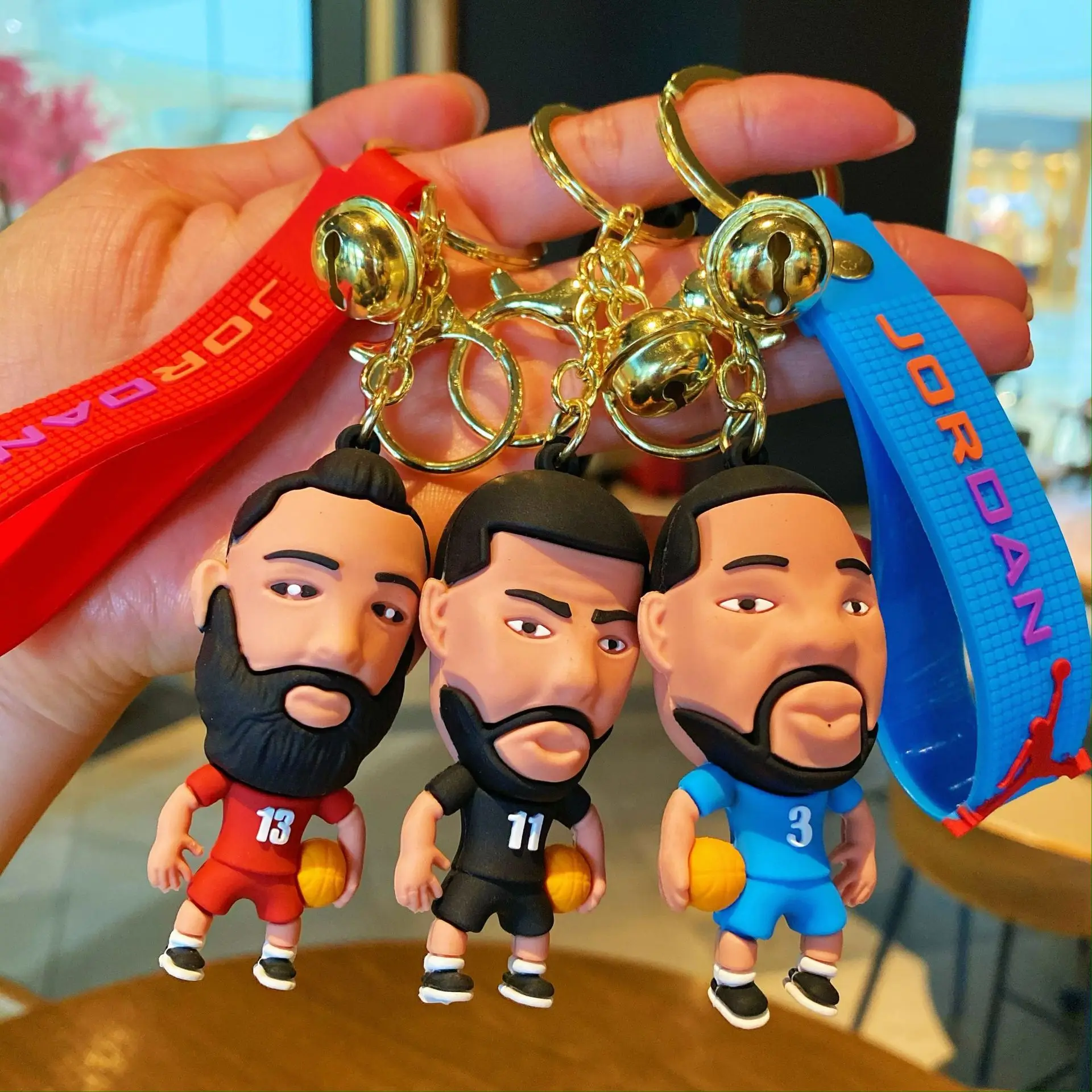 Cartoon Q-version basketball star Figure Keychain James Curry Handmade Doll Pendant Car Key Accessories Souvenir Gifts