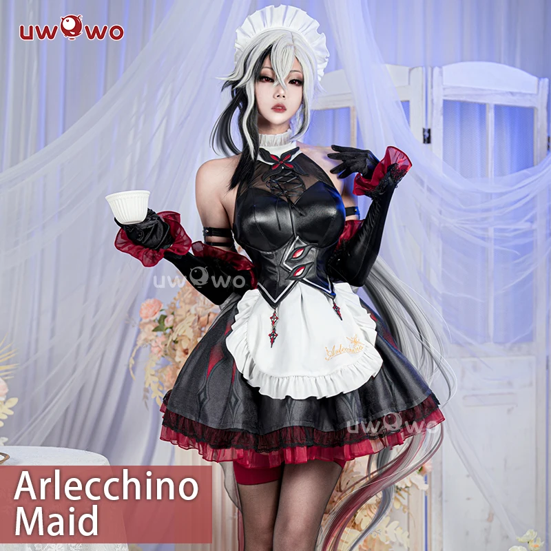 

В наличии UWOWO Genshin Impact «The Knave», платье горничной Arlecchino, костюм Косплея