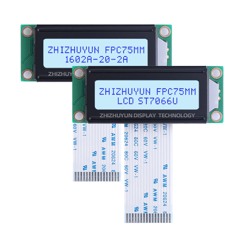 1602A-20-2A ekran z postaciami ekranu LCD FPC75MM 16*2 ekran przemysłowy 3.3V szmaragdowozielony, szaro