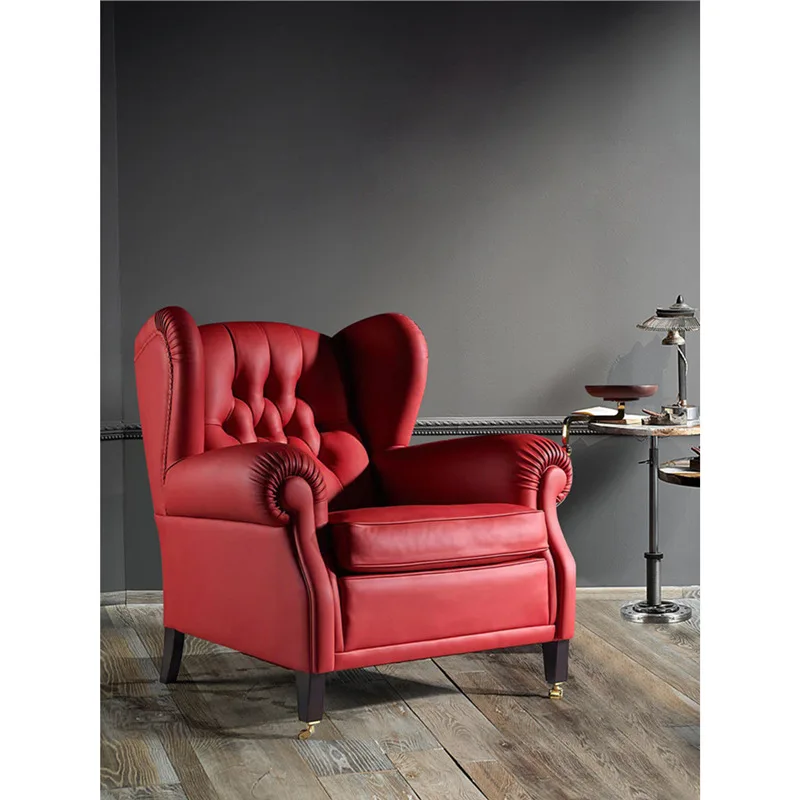 Chair first layer cowhide single tiger chair American living room casual sofa chair