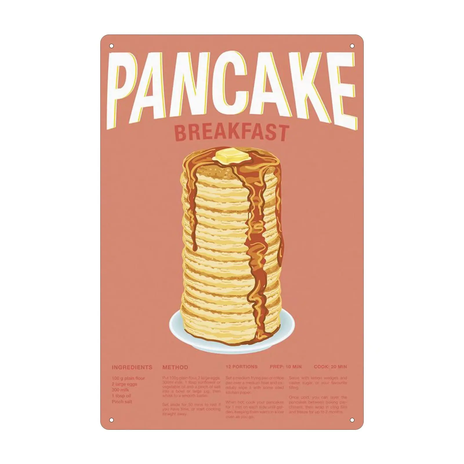 Pancake metal Board Hanging Signs Vintage Breakfast Poster Kitchen Bakery Cafe Poster Room Club Home Wall Decoration Dessert Che