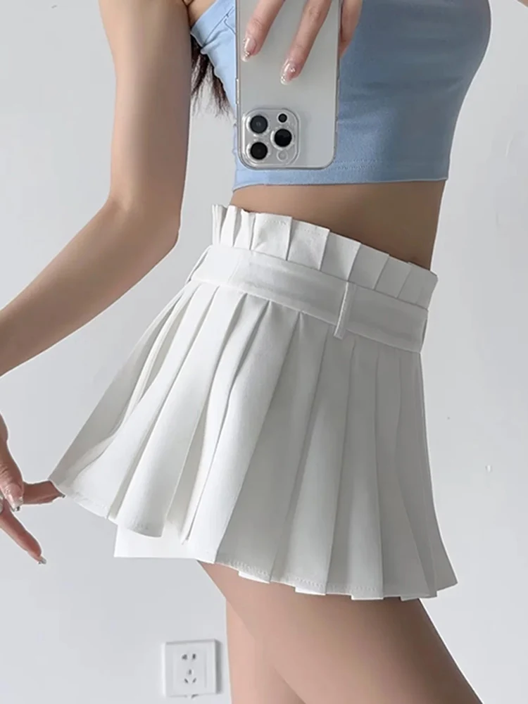 

High Waist Korean Sexy Pleated Skirt Women Preppy Style Chic Design Mini Skirt Summer Casual with Shorts Dance Skirts New