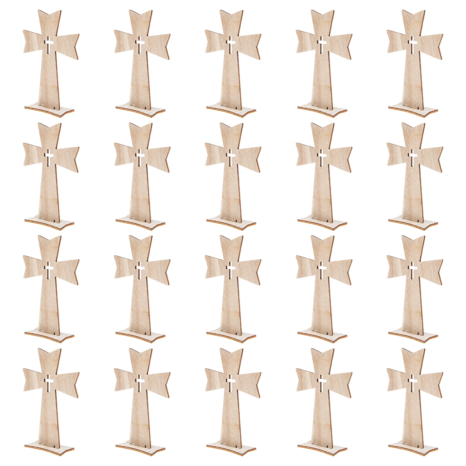 

20 Pcs Cross Crafts Home Decor Wooden Cross Craft Standing Crosses Table Office Wooden Ornament Household