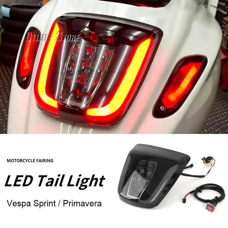 

Motorcycle LED Tail Light Taillight Rear Light Brake Blinker Stop Flasher Indicator Back Lamp For Vespa Sprint Primavera 125 150