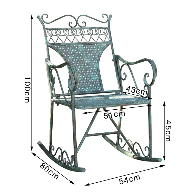 

Outer single European wrought iron outdoor garden table and chair outdoor backrest rocking chair terrace balcony leisure chair c