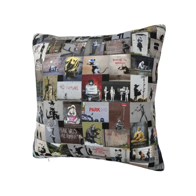 Banksy Street Graffiti Nordic Throw Pillow Covers Home Decor London Pop Art Car Cushion