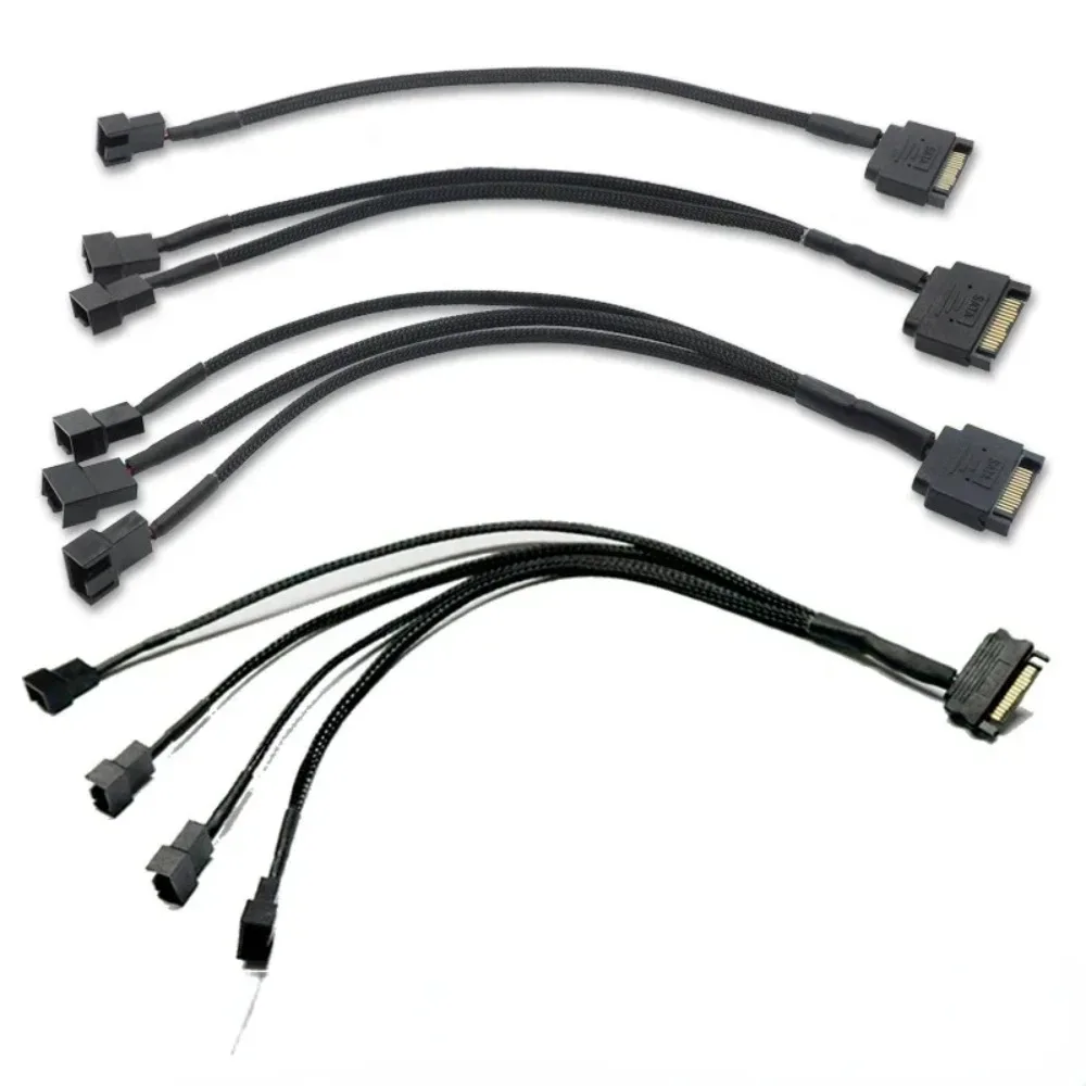 12V SATA Powered 26cm PWM 4Pin Fan Splitter 1 To 1/2/3/4/5 Y-Splitter Extension for CPU Desktop PC Case Cooling DIY Accessories