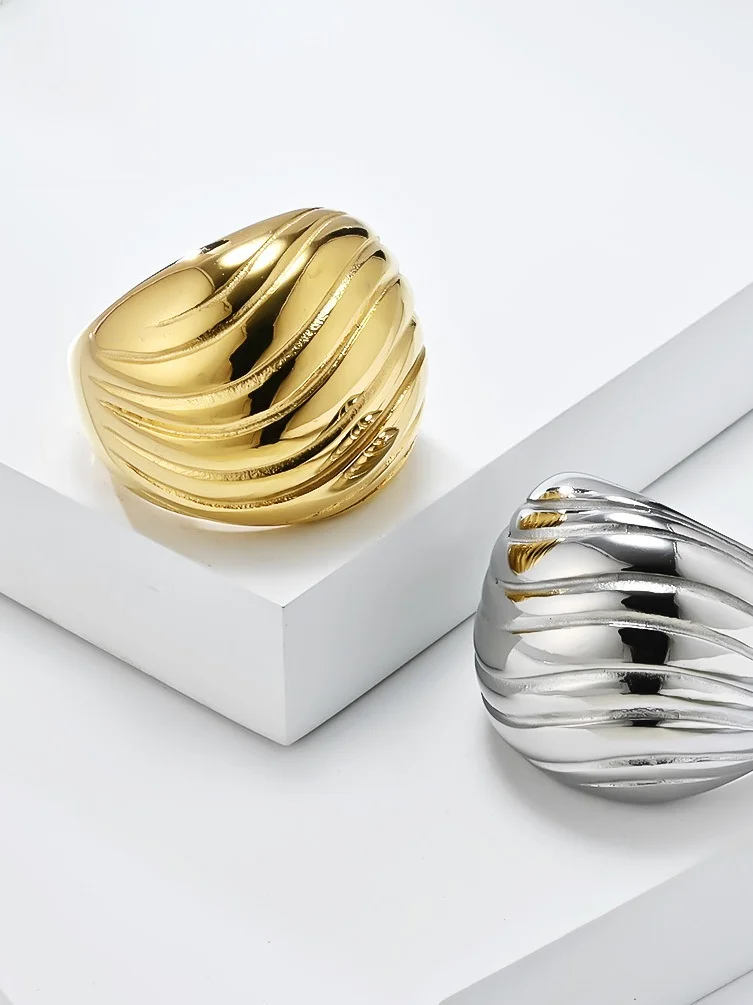 

Кольцо из титановой стали для женщин, большое, с полированной поверхностью, стильное, высококачественное, из нержавеющей стали, модное, в корейском стиле