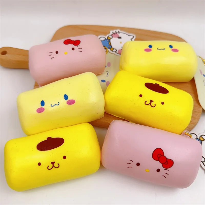 Anime Sanrio Figure Cartoon Kawaii Creative Slow Rebound Squishy PU Decompressed Roll Toys Dolls Collection Kids Friends Gift