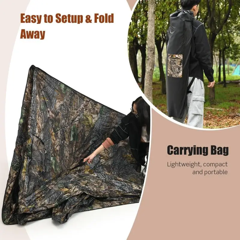 Portable Hunting Blind with Ground Stakes and Tie-Downs for Deer and Antelope, Outdoor Concealment Shelter for Field Hunting view 4