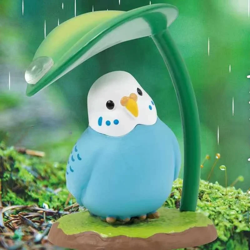 Cute Birds Budgerigar Owl Shoebill Eagle Avoid The Rain Under Leaf Umbrella Toy Gift Capsule Toy