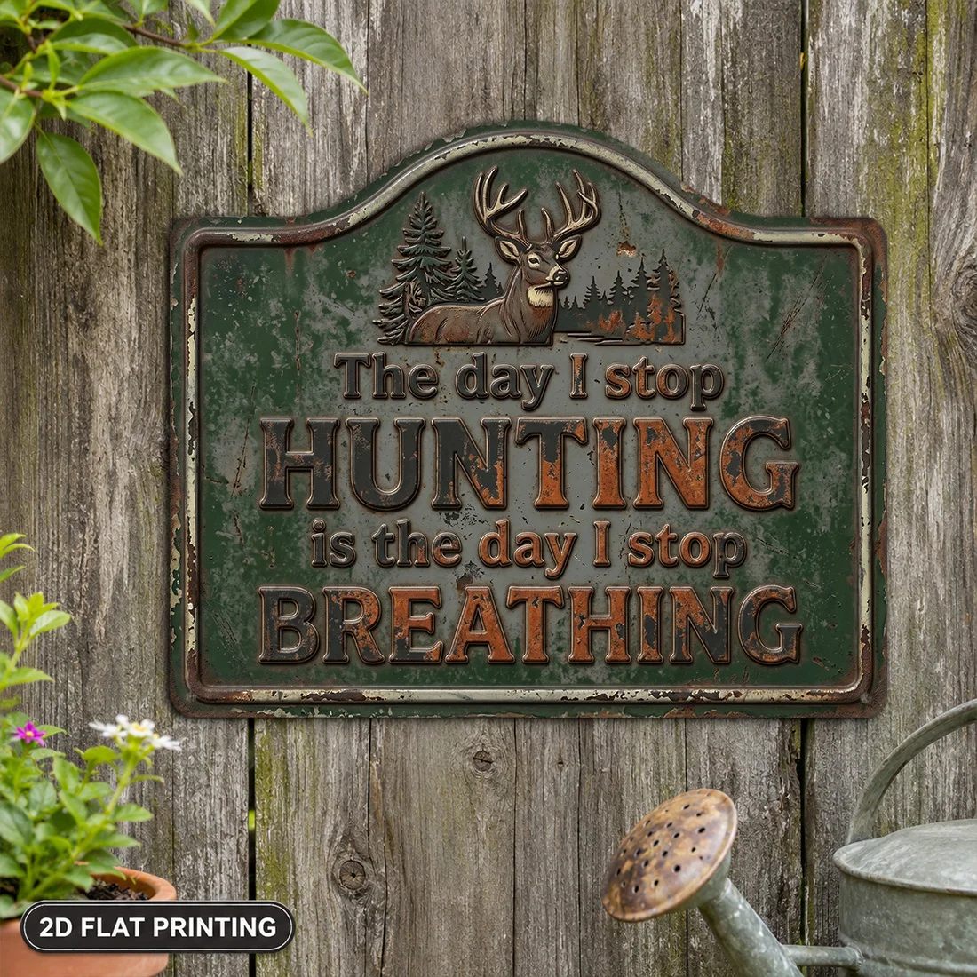 2D Flat,1pc, Hunting Sign, Deer Plaque, Outdoor Decor, Aluminum Sign(12'X9.8'), Garden Sign, Patio Sign, Yard Decor, Porch Decor