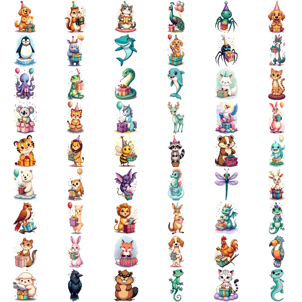 54 قطعة من ملصقات الوشم المؤقت على شكل حيوان لطيف مقاومة للماء وشم مزيف على الجسم ملصق وشم كرتوني لهدايا الحفلات للأولاد والبنات