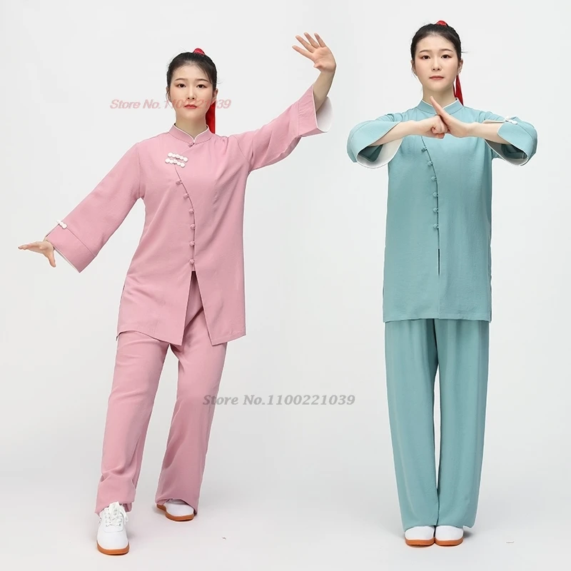 

2025 китайская винтажная одежда для кунг-фу, тай-чи, боевые искусства, тайцзицюань, ушу, упражнения, традиционное дышащее тренировочное представление