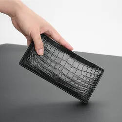 2022 New Designer Crocodile Leather Men's Long Wallet Business Genuine Leather Man Clutch Leisure High Grade Male Purse 35