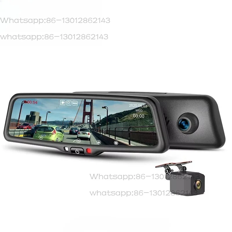 12V/24V 9.66-inch full screen 1080P+1080P DVR dual dashboard camera truck specific rearview mirror