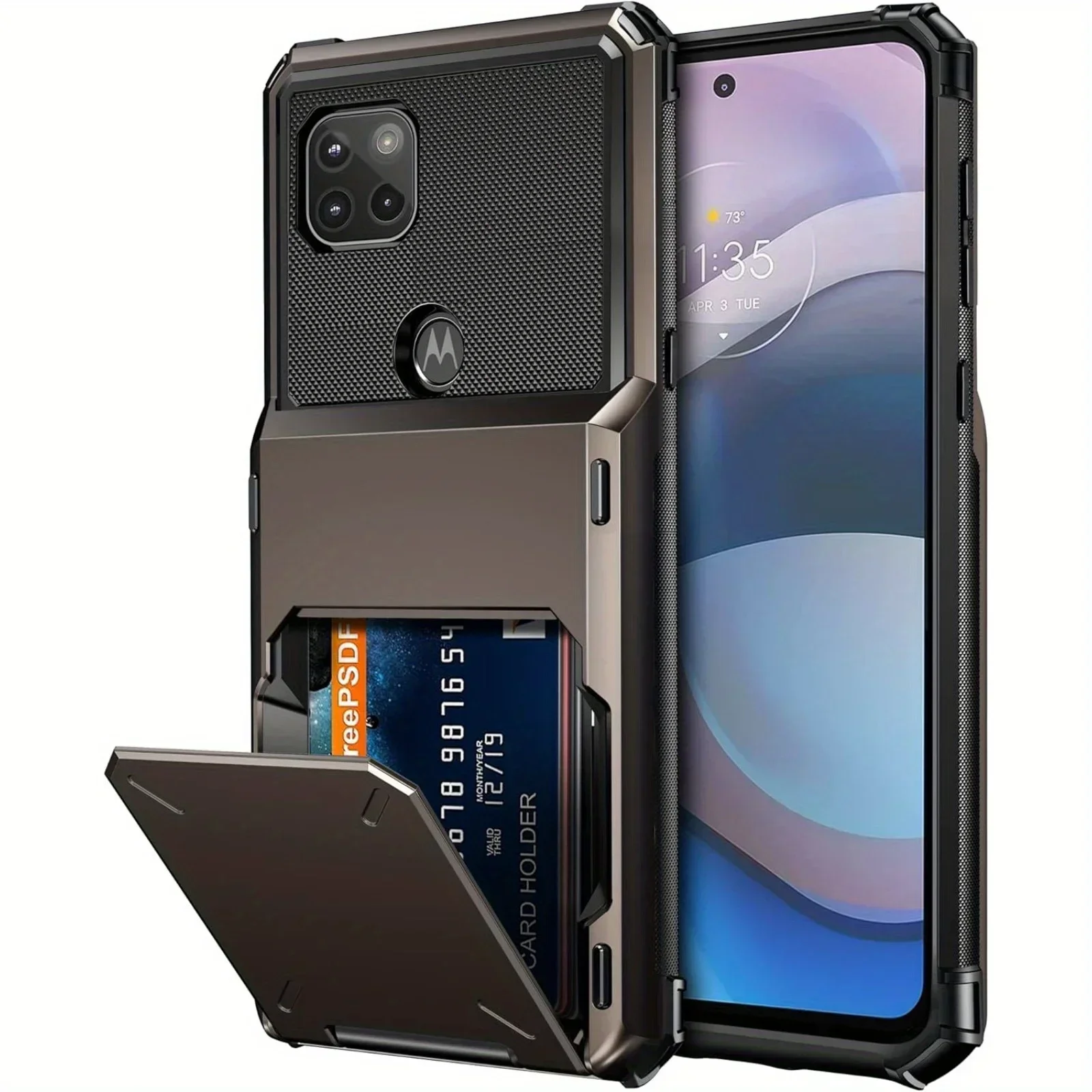 for Moto One 5G Ace Case Wallet Cover 4-Card Credit Card Holder ID Slot Scratch Dual Layer Armor Case for Motorola One 5G Ace