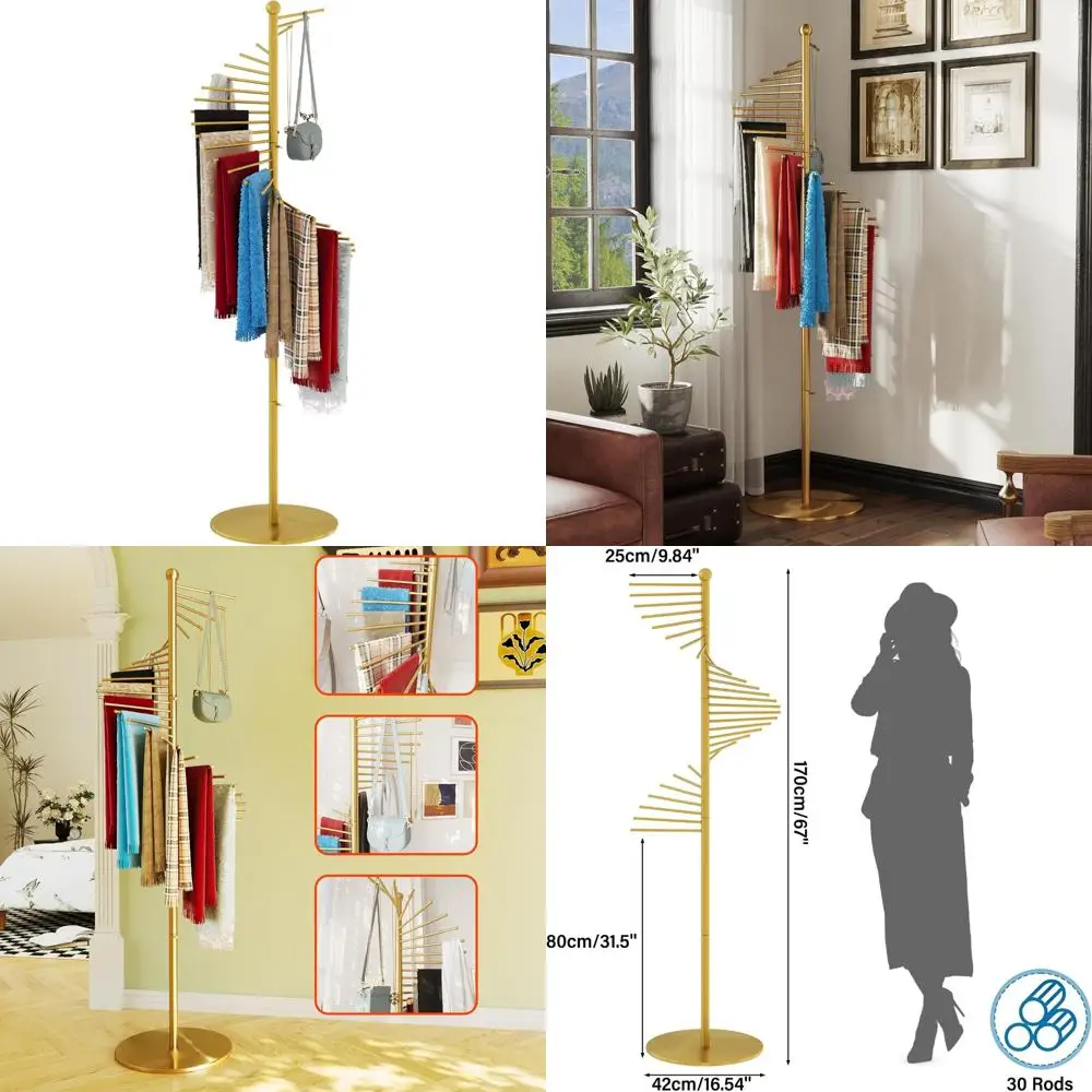 

Freestanding Metal Scarf Rack Organizer with 30 Rods, Commercial Grade Hijab Stand for Home and Clothing Stores