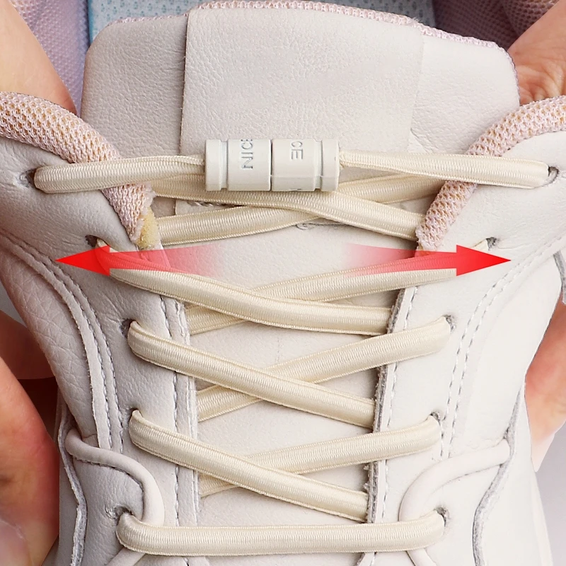 1 Paar runde elastische Schnürsenkel ohne Krawatten, Metallschnalle, Schnürsenkel, Turnschuhe, Segeltuchschuhe, keine Schnürsenkel, Schuhzubehör für Kinder und Erwachsene
