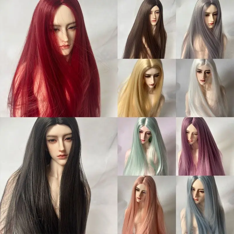 

1/3 1/4 1/6 Doll's Wig for 60/45/30cm Bjd Doll Ancient Style Medium Split Long Straight Hair Dress Up Doll Accessories, No Doll
