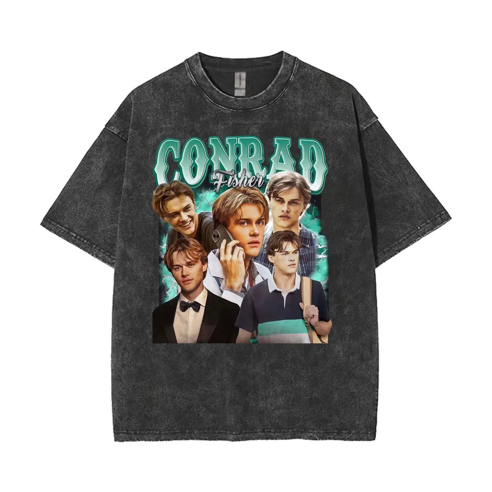 كونراد فيشر جولة خمر غسلها تي شيرت فريق كونراد أبناء الشاطئ الصيف الرومانسية تي شيرت الرجال النساء القطن المتضخم تي شيرت #6