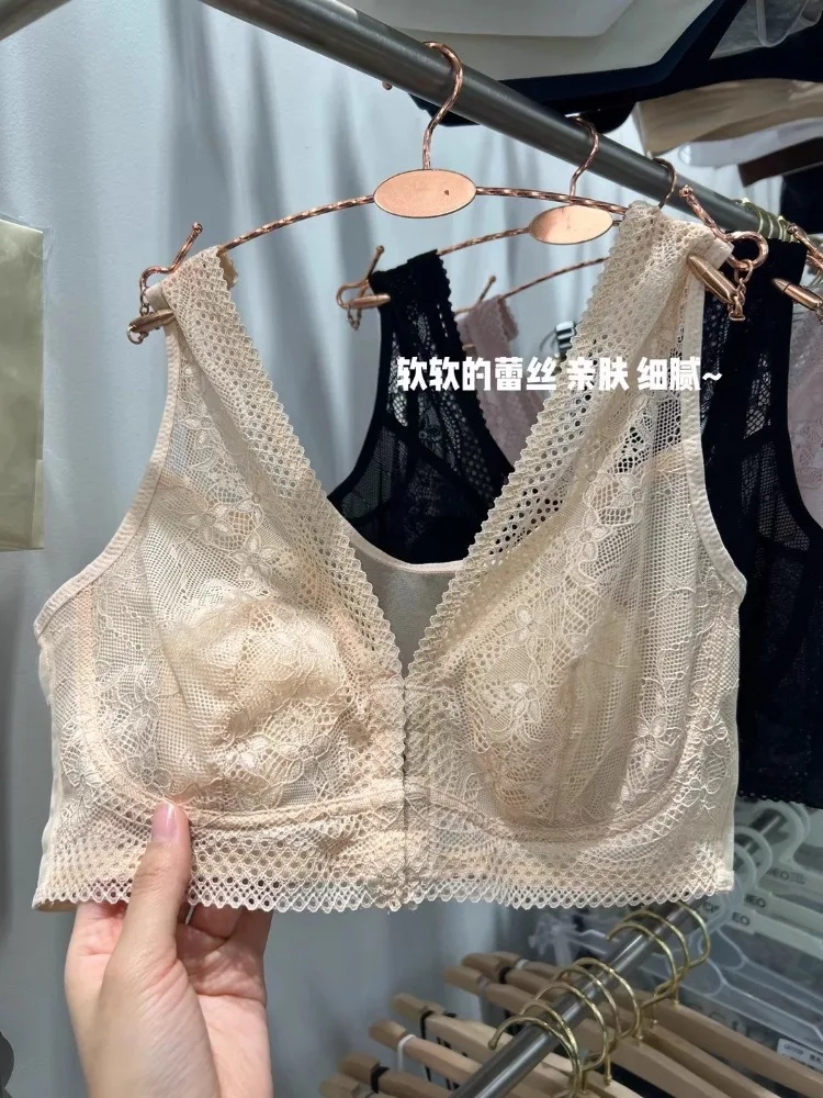 Full Bust Minimiser Bra Front Fastening, Large Size Reducing Bra with Sheer Back, Wireless Support Lingerie for Women, Comfort