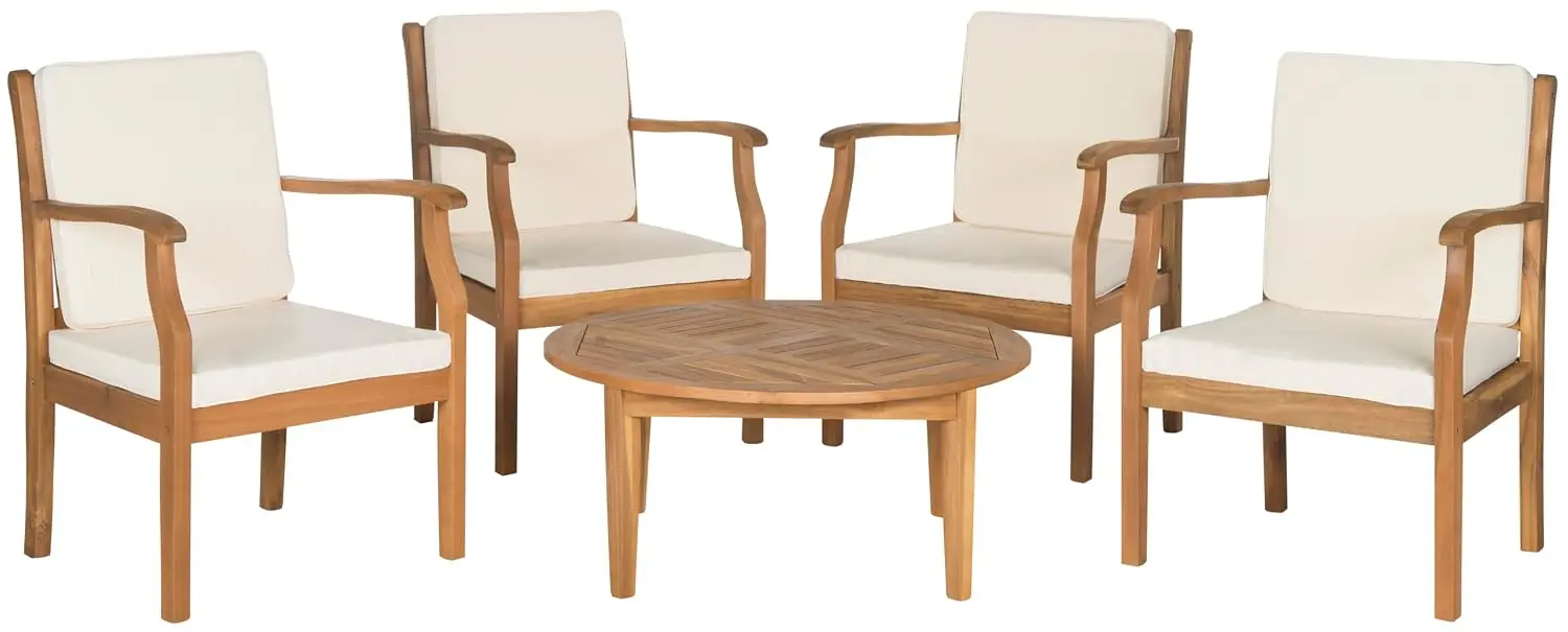 5-Piece Outdoor Patio Furniture Set with Weather-Resistant Cushions & Steel Frame for Garden, Balcony, Customized