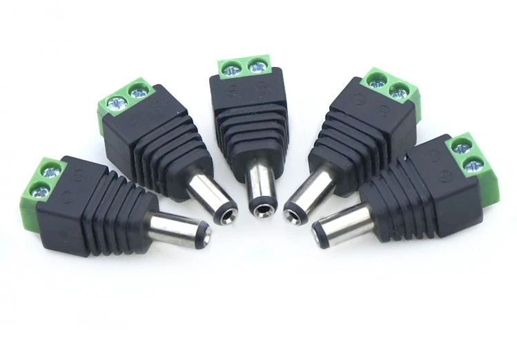 5pcs 5.5mm X 2.1mm Female Male DC Power Plug Adapter For CCTV Cameras Single Color LED Lamp Strip