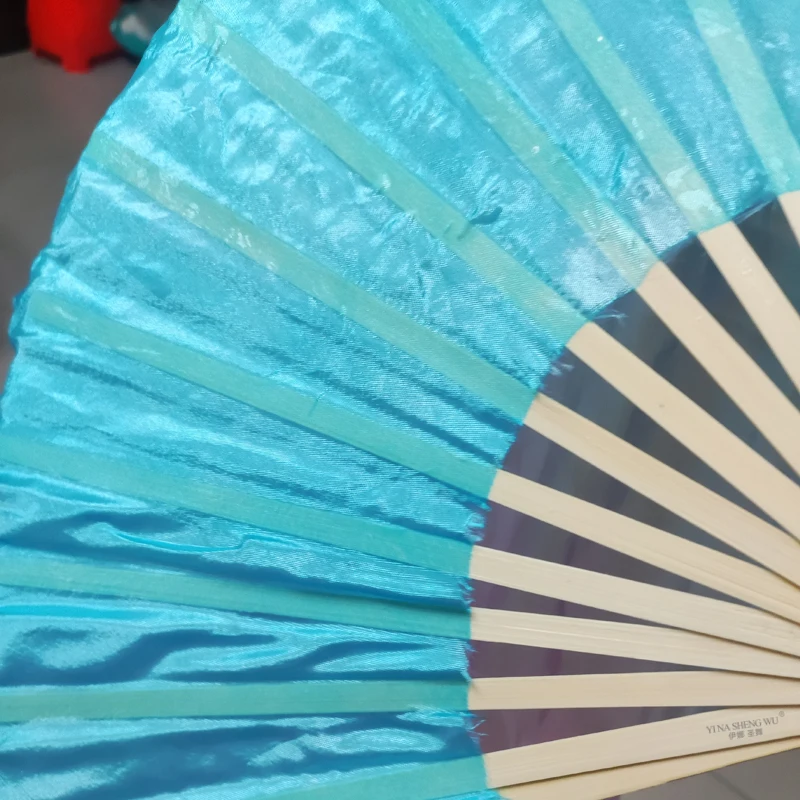 Rayon Silk Dance Fan Square Dance Extended Gradient Color Long Imitation Silk Fan Belly Dance Performance Dreamy Dance Fan 1pc