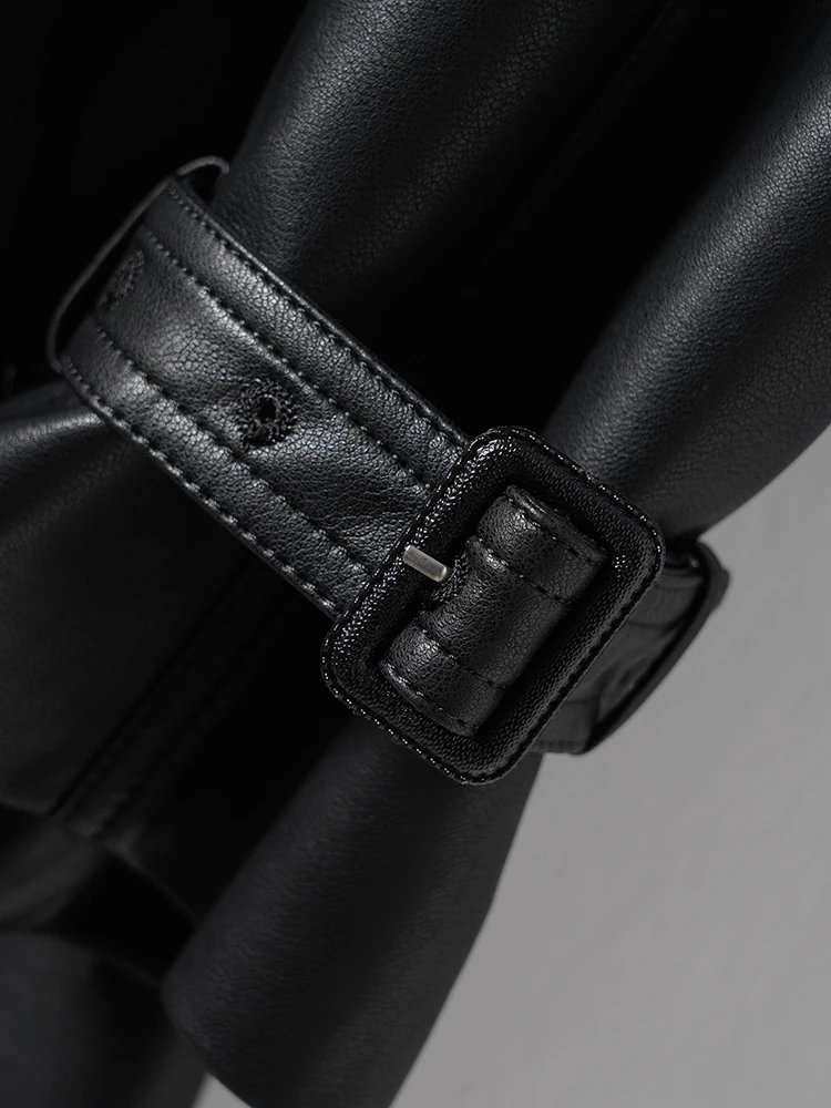 Real Leather eepskin Coat Women's Mid-Length Loose Sle Autumn Faion Outerwear Warm Profional Look Polyester 