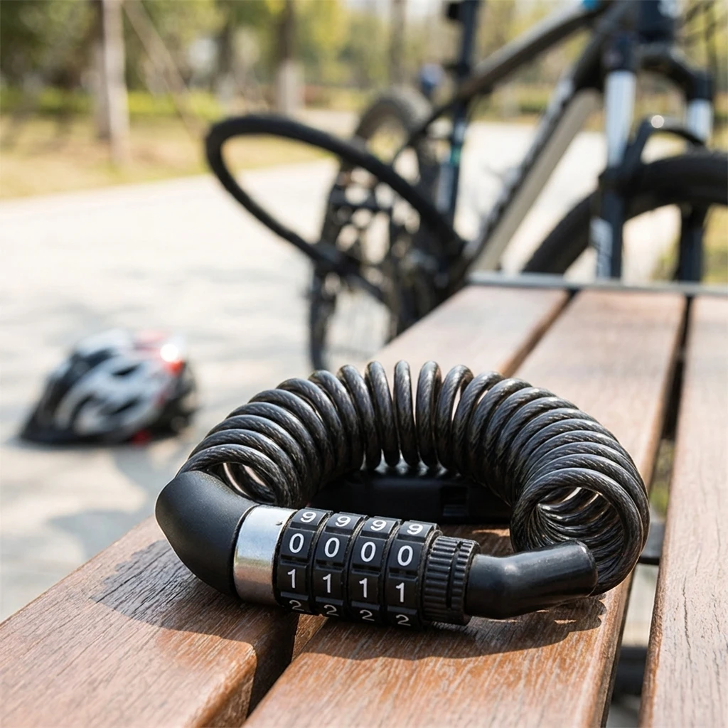 1pc Bike Cable Lock Lightweight Anti-Theft Combination Lock for Cyclists Mountain Electric Road Bikes Helmet Security Gear