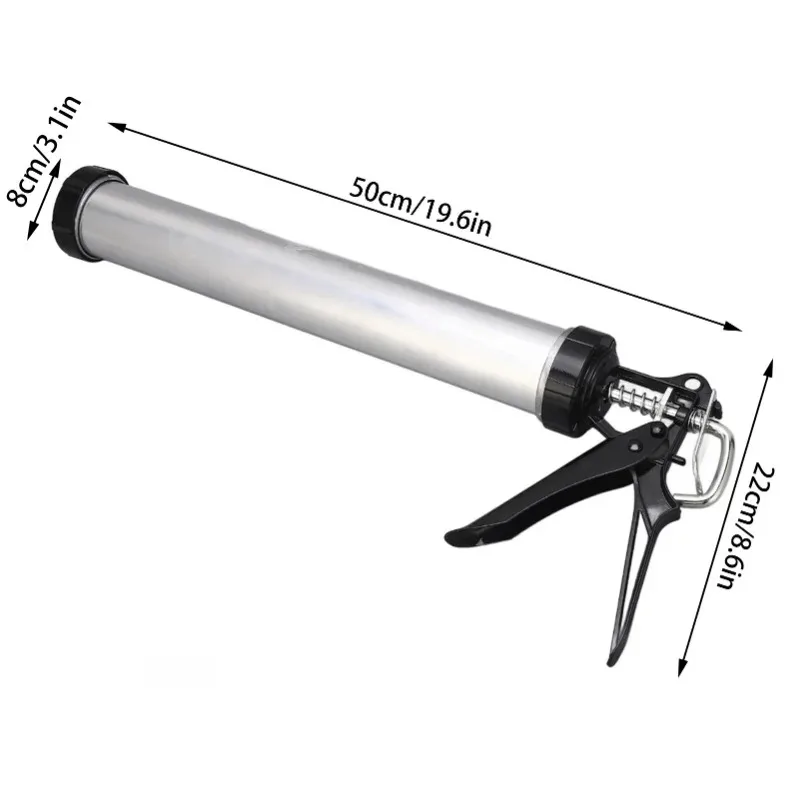 1pc Aluminum Tube Silicone Caulking Gun 600ml Caulk Tool With 10 Nozzles