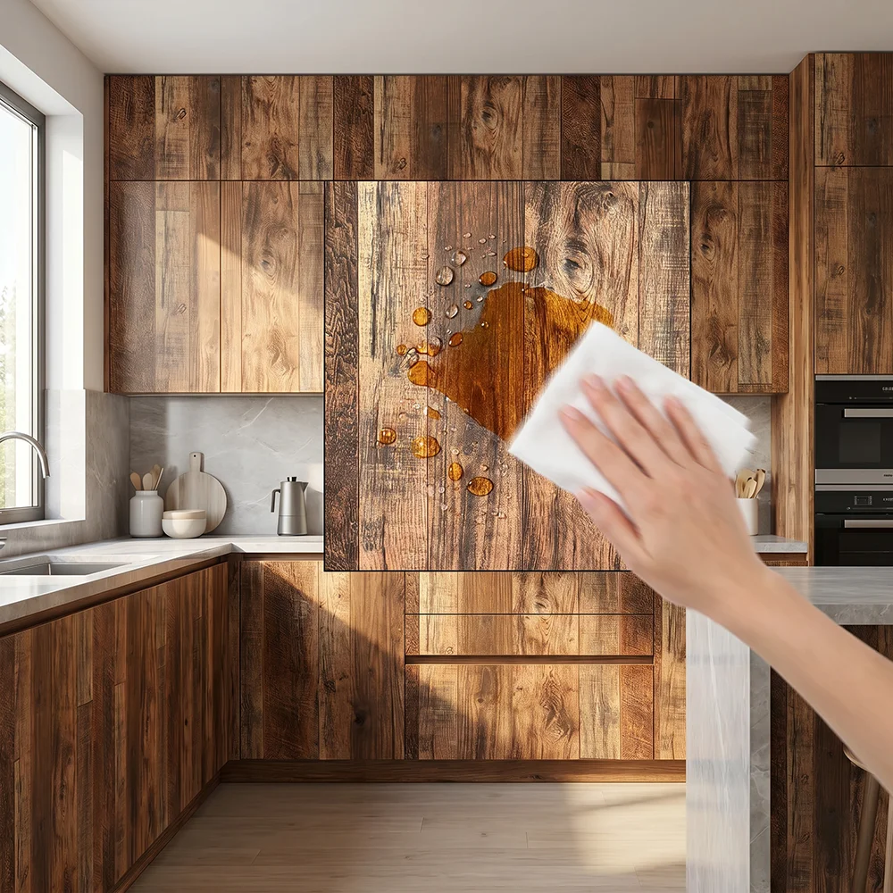 Rustic Weathered Wood Plank Self-Adhesive Wallpaper, Removable Vinyl Wall Sticker for Farmhouse Kitchen Living Room Decor