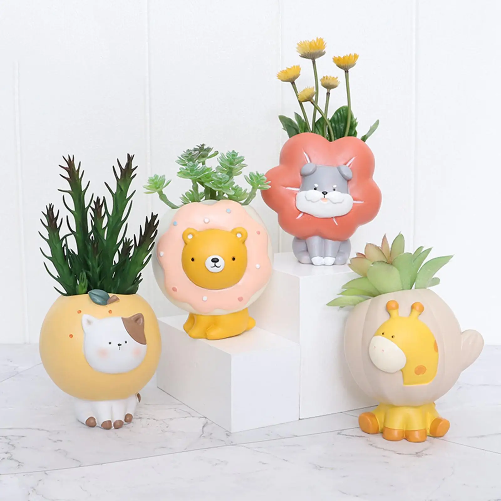 Resin Flowerpot Household Plant Pot Home Garden Decoration for Desktop