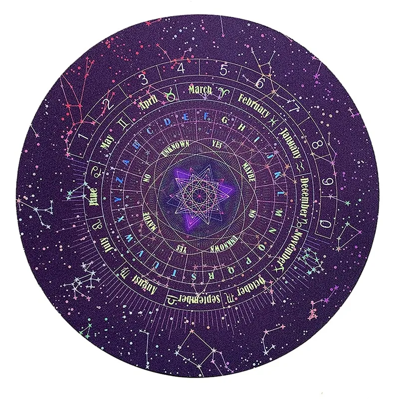 1 Piece Divination Mat Lightweight Round Shape Starry Sky Letter Rubber (Size:8.66 Inches)