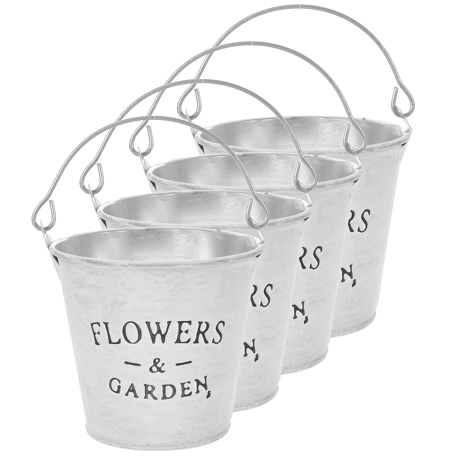 

4 Pcs Fresh Flower Bucket Pot Vintage White Planter Container Garden Decor Indoor Retro Iron Planter Outdoor Vase Bucket