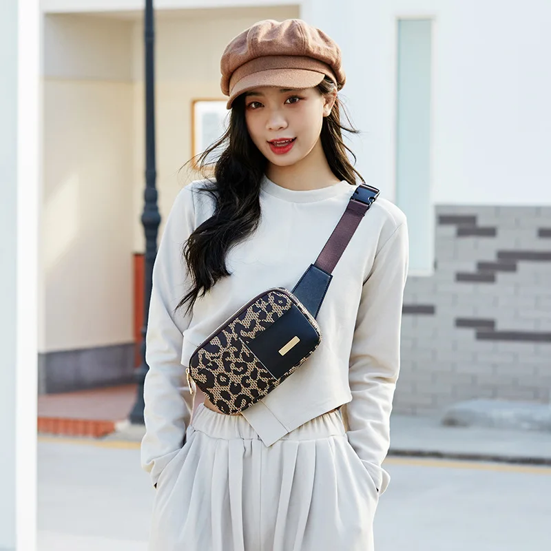 Leopard Print Small Square Bag Going Out Commuting easiest for match Girls Waist Bag Shoulder Crossbody Chest Bag