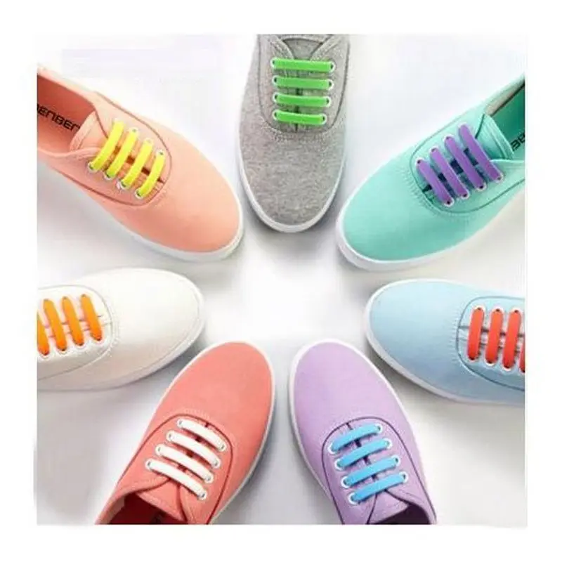 

KKG Special Men's and Women's Shoelace for Lazy People Tie-Free Silicone Elastic Color Shoelace Buckle Flat Black and White