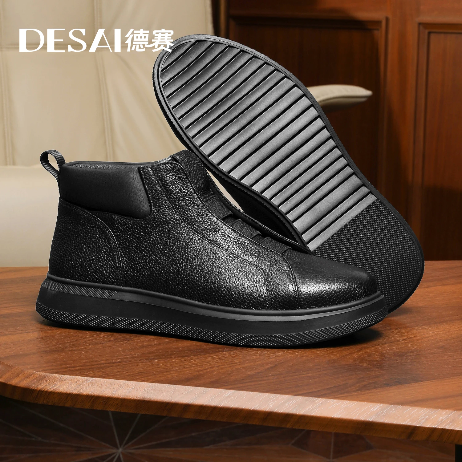 Chaussures décontractées à plateforme en cuir pour hommes, graphène, chaleur rapide, ald-on, hiver, chaud, paresseux, Desai