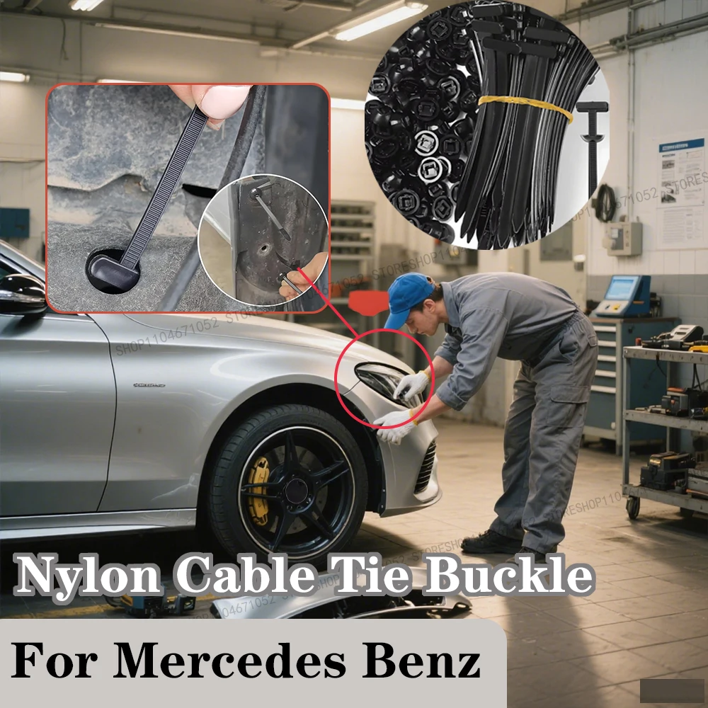 

For Benz Nylon Cable Tie Buckle Auto Fastening Straps Multi-Purpose Cable Clip Heavy Duty Self-Locking Nylon Zip Ties Holder