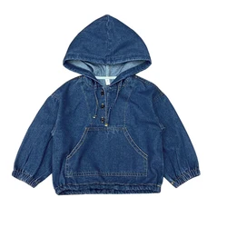 Baby Girls Boys Loose Hoodies Toddler Hooded Sweatshirt 2024 Spring Autumn Kids Demin Coat Solid Tops Casual  Clothes