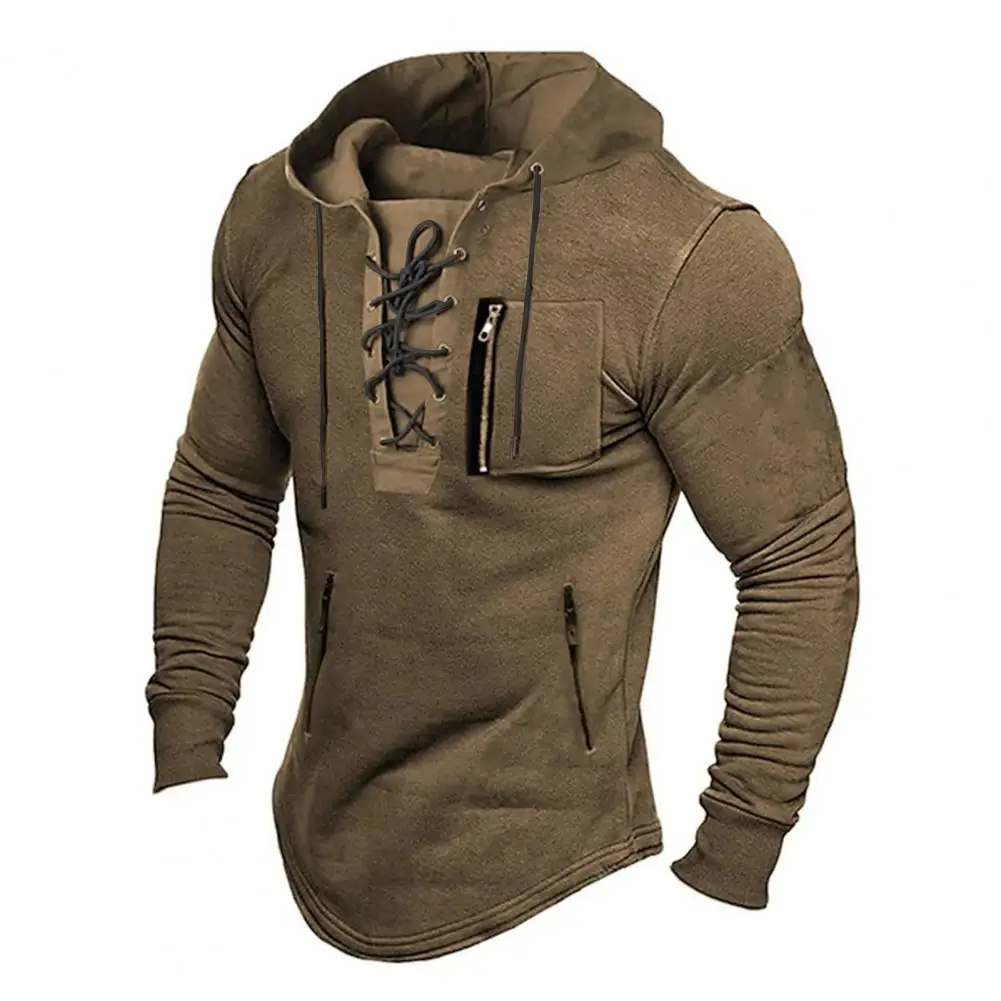 

Men Spring Hoodie Men's Streetwear Hoodie with Drawstring Zipper Pockets Soft Breathable Fabric Fall/spring Fashion for Men