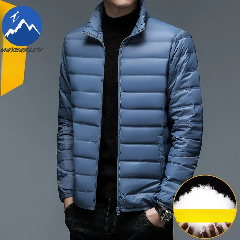 Maxbarley Luxury Men Down Jacket Casual Stand Collar Outdoor Travel Cold Resistant Parka Trendy Urban Thickened Warm Winter Coat