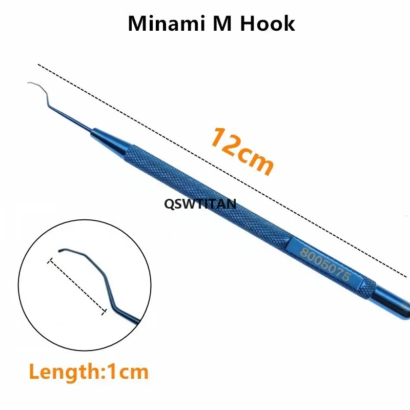 M-Hook Chopper Splitter Hook Titanium Minami M Hook Ophthalmic tool  Pet Surgical Instruments