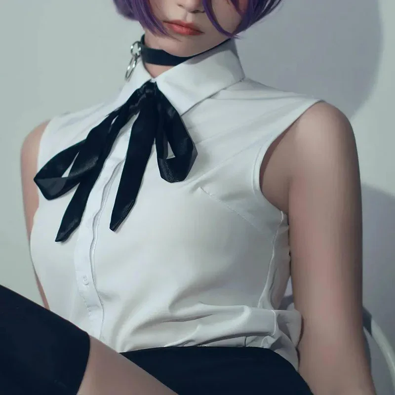 Anime Chainsaw Man Reze Cosplay Costume Utfits Shirt Tie Short Wig Neck Ring Women Uniform Halloween Party Costume