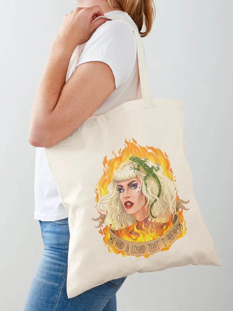 

Katya Zamolodchikova, Lizard Arsonist Tote Bag foldable reusable bag Shopper handbag canvas shopping bag Women's shopper
