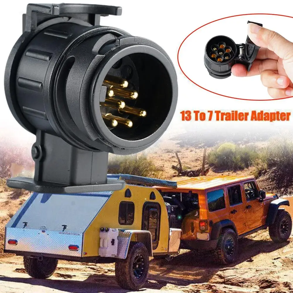 12V 13 ถึง 7 PIN ลากจูงปลั๊ก SOCKET ทนทาน Trailer Connector ลากจูงอะแดปเตอร์เชื่อมต่อสําหรับลากจูงรถบรรทุกสําหรับ Touring รถพ่วง
